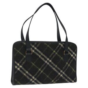 BURBERRY Nova Check Hand Bag Wool Khaki Auth 128075